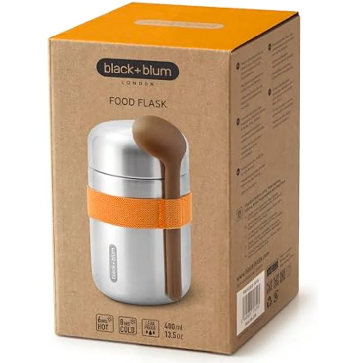Black + Blum Food Flask, Lunchbox aus Edelstahl mit Löffel, Orange, vakuumversiegelt für 6 Stunden heiß und 8 Stunden kalt – Bild 7