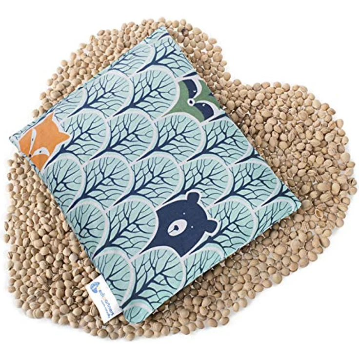 Medi Partners Kirschkernkissen Körnerkissen groß Wärmekissen 500g Rechteck 20x25cm Öko Natur 100% Baumwolle Wärme + Kältetherapie Massagetherapie (Waschbär im Wald) – Bild 2