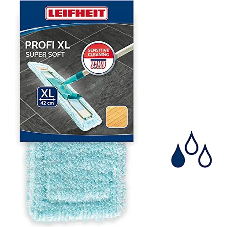 Leifheit Wischbezug Profi super soft für sensible Böden, Bodenwischer Ersatzbezug mit Spezialfasern, Wischer Ersatzbezug für minimale Wasseraufnahme, ideal für Parkett, Laminat und Kork  – Bild 2