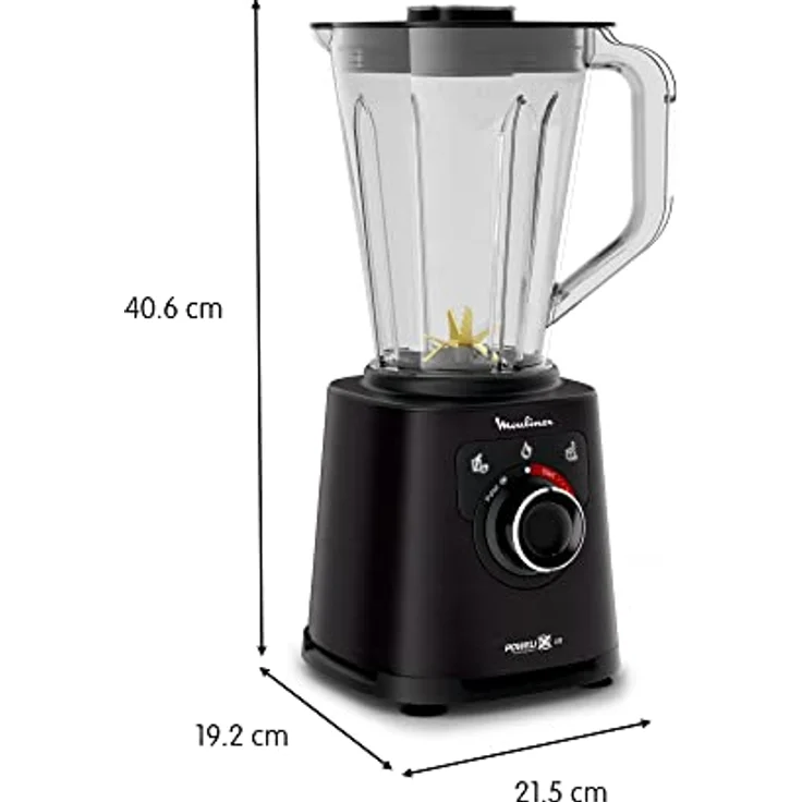 Moulinex Perfect Mix+ LM88A8 Tischplatten-Mixer, 1200 W, schnelle Ergebnisse, 1,5 Liter Fassungsvermögen, 3 Programme: Smoothie-Mixer, Eispiegel, Autoclean, Tritankanne, inkl. Schwarz – Bild 2