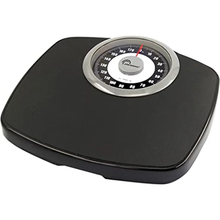 LITTLE BALANCE 8400 Komfort Confort 180, mechanische Personenwaage, 180 kg, Gummi, Schwarz & Chrom – Bild 1