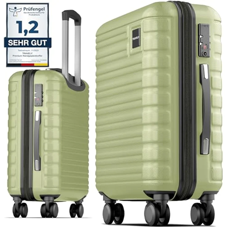 Travely Premium Handgepäck Koffer 55x40x20cm - 36L Trolley Handgepäck mit sanften Rollen und TSA Schloss, blau – Bild 1