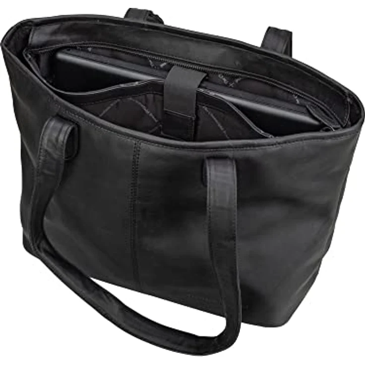 The Chesterfield Brand Shopper Monza, businesstaugliche Handtasche aus gewachstem Rindleder, Schwarz, 43 x 17 x 28 cm – Bild 3