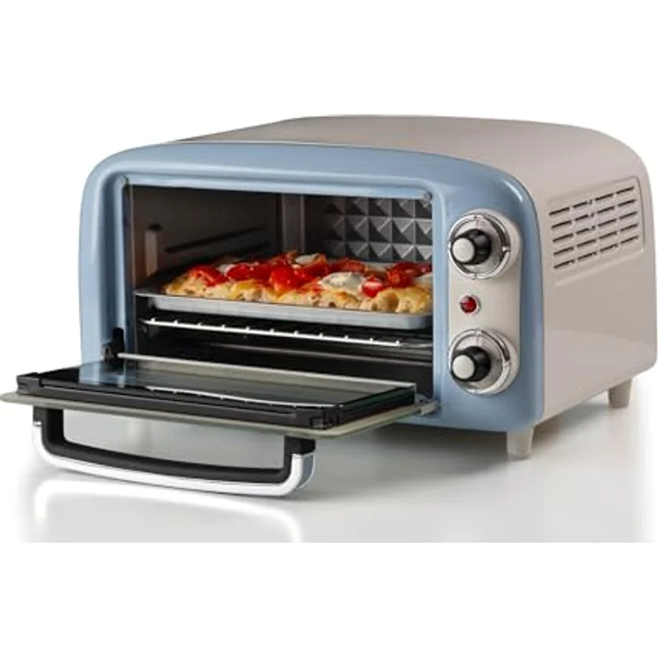 Ariete 3919 Vintage Minibackofen, 10 L Fassungsvermögen, 230°C, 60-Minuten-Timer, Edelstahl-Grill, Himmelblau – Bild 5