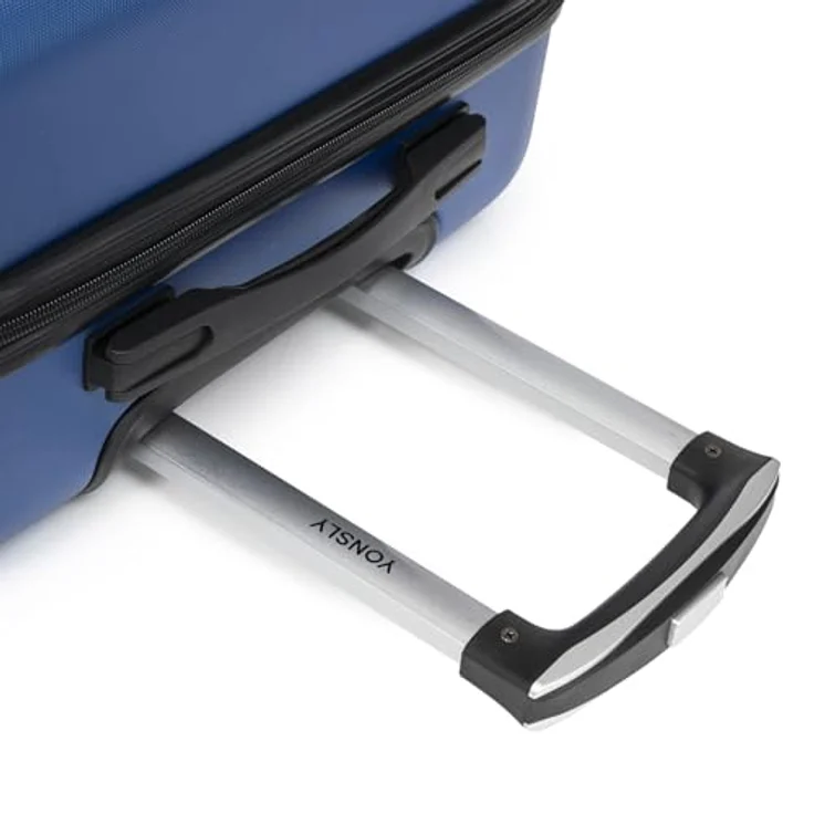 YONSLY Trolley Reisekoffer Set, Hartschalenreisekoffer M mit Zahlenschloss, 4 Rollen 360°, Gummigriff, Dunkelblau – Bild 4