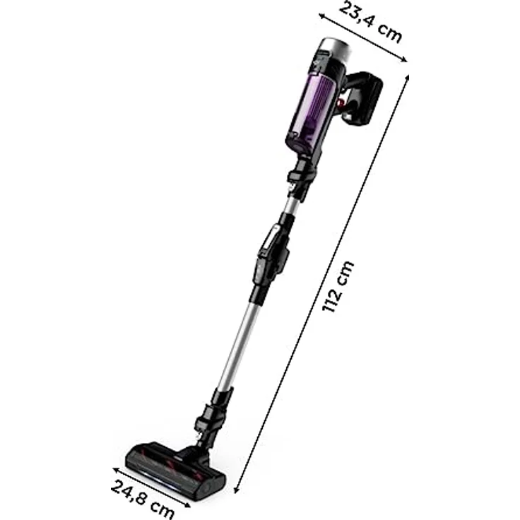 Rowenta Akku-Stielstaubsauger X-Force Flex 9.60 Allergy RH2037, Akkustaubsauger mit konstanter Saugkraft, 18,5 V-Akku, bis zu 45 Minuten Laufzeit, Flex-Gelenk, motorisierte LED-Düse, Allergenfilter, blau – Bild 5