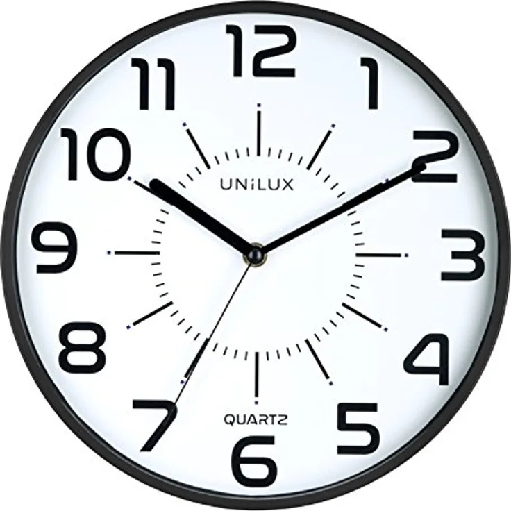 Unilux Wanduhr pop 28,5cm in schwarz großes Ziffernblatt, lautlos, ohne Ticken