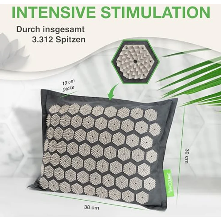 BACKLAxx® Akupressurmatte Akupressur Kissen mit umweltfreundlichem Halbleinen und Naturkokosfasern – Bild 3