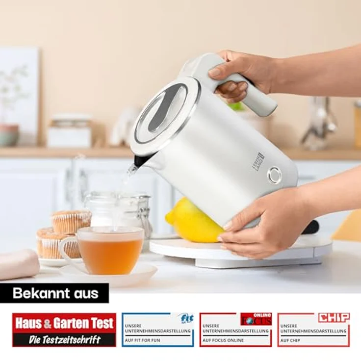 Lebenlang Reise-Wasserkocher 0,5L, Edelstahlgehäuse, 600W, BPA-frei, kompakt in Schwarz & Weiß, mit automatischer Abschaltung – Bild 6