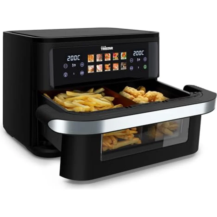 Tristar FR-9078, Dualzone Flex Airfryer Doppel-Heißluftfritteuse mit 10 Litern Kapazität, 2800 Watt Leistung und digitalem Bedienfeld – Bild 2
