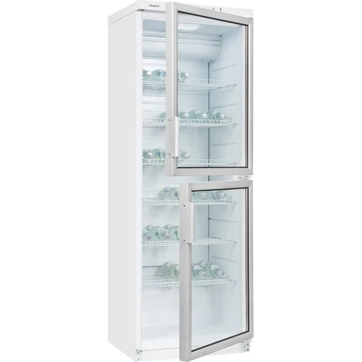 exquisit Getränkekühlschrank GKS350-2-GT-280D weiss, 173 cm hoch, 60 cm breit, 320 L Volumen, mit Glastür und LED-Innenbeleuchtung