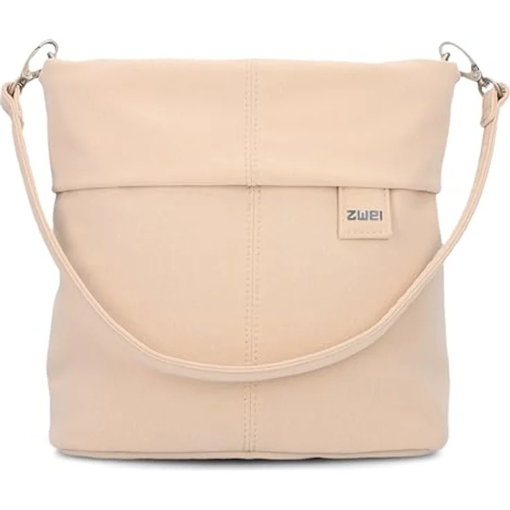 ZWEI Mademoiselle.M Schultertasche Umhängetasche, grau, aus strapazierfähigem Polyurethan mit Reißverschlussfach und verstellbarem Umhängeriemen, 25cm x 10cm x 23cm – Bild 2