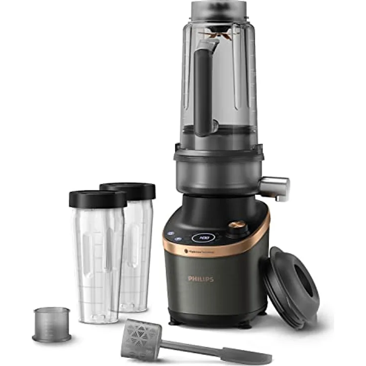 Philips Flip&Juice Hochleistungsmixer der 7000 Serie mit Entsaftermodul, Flip&Juice-Technologie, ProBlend Ultra, NutriU App, 8 Schnellauswahlprogramme, Schnellreinigungsfunktion (HR3770/10)