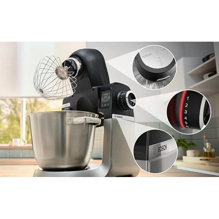 Bosch MUMS6ZS38 Multifunktions-Küchenroboter, INOX/Black, 1600-W-Motor, intelligente Sensorik, präzise Waagen – Bild 3