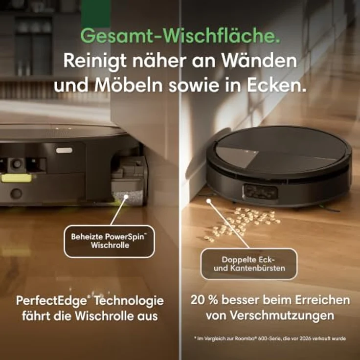 iRobot Roomba 775C, Saugroboter mit AutoWash Basis und 75 °C Heißwasser-Wischwalze, 30.000 Pa Saugleistung, KI-gesteuerte Hinderniserkennung, optimierte Reinigung für Tierhaare – Bild 3
