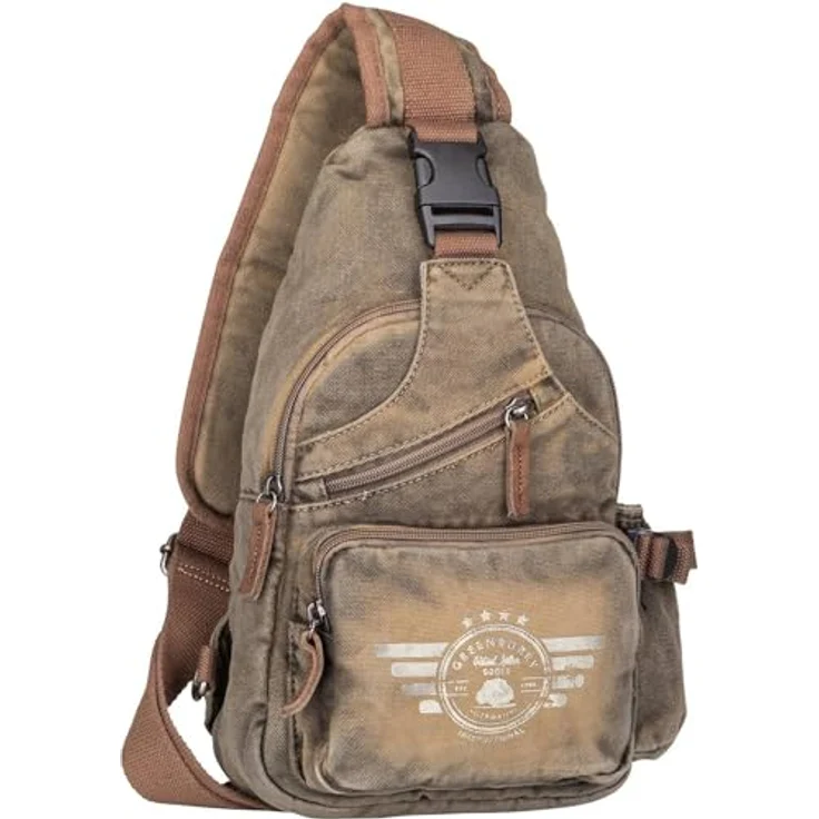 Greenburry Aviator Crossbag, Canvas Umhängetasche 23x35cm in khaki, rustikaler Vintagestil, verstellbarer Schultergurt – Bild 1