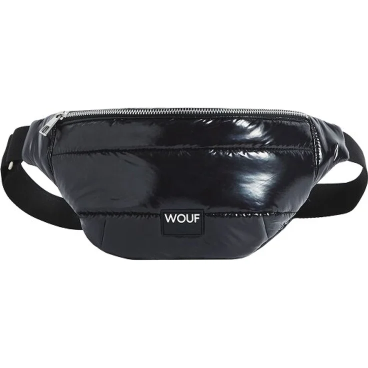 Wouf Glossy Gürteltasche 32 cm, schwarze Umhängetasche aus 100% PET, 32 x 8 x 16 cm