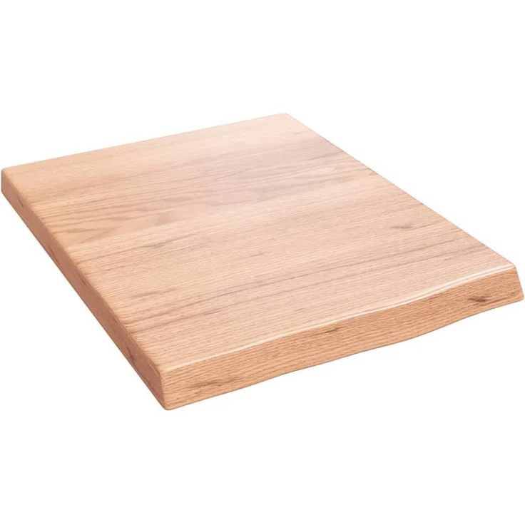vidaXL Schneidebrett Waschtischplatte Hellbraun 40x50x(2-4) cm Massivholz Behandelt, Oak Wood, Handgefertigt mit Naturkante – Bild 1