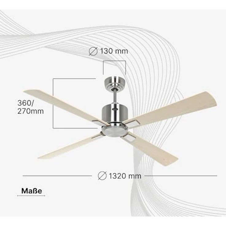 CASAFAN Eco Neo III, Energiespar Deckenventilator mit Fernbedienung, WiFi, 132 cm, basaltgrau, Flügel schwarz/Teak, 6 Geschwindigkeiten, Smart Home kompatibel – Bild 3