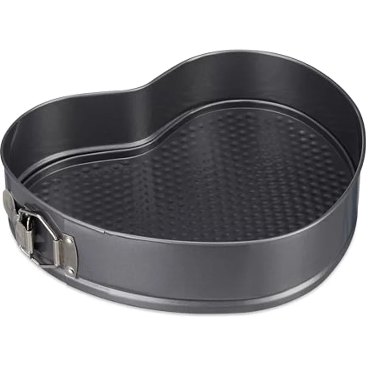 Relaxdays XL Backform Herz, romantische Kuchen & Torten, antihaft, Springform, BxT: 28,5 x 25 cm, Carbonstahl, anthrazit – Bild 2