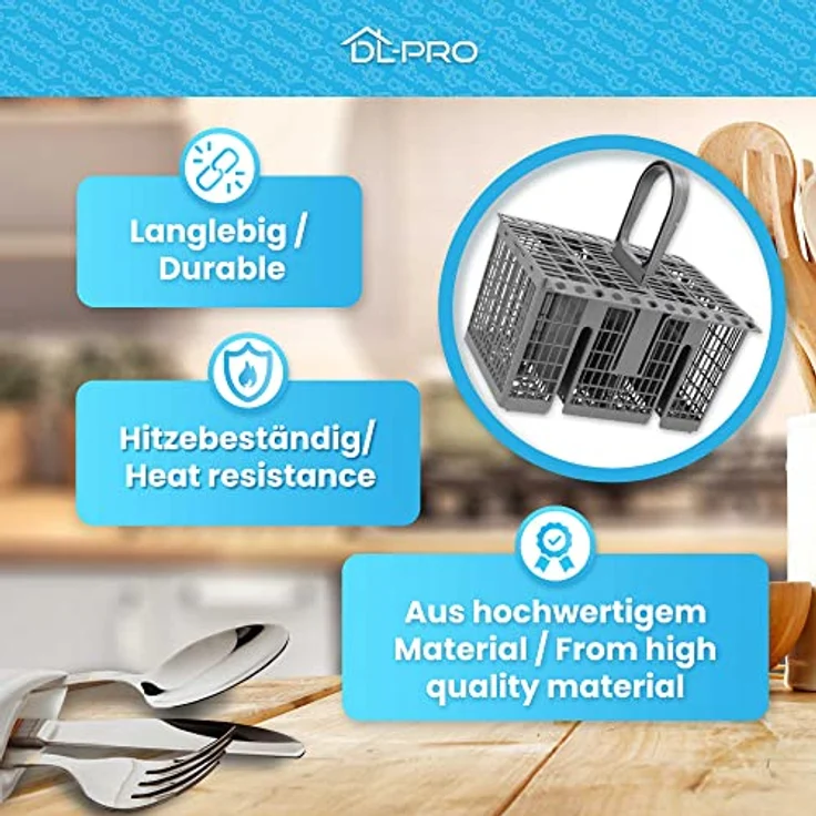 DL-pro Besteckkorb Spülmaschine Universal 20,8x16cm, robustes Design für optimale Besteckreinigung, passend für Whirlpool, Bauknecht, Indesit und Hotpoint – Bild 4