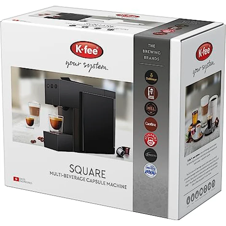 K-fee Square Kaffeekapselmaschine, (1455 Watt, 0,8 Liter Wassertank, Farbe High Gloss Black) – Bild 6