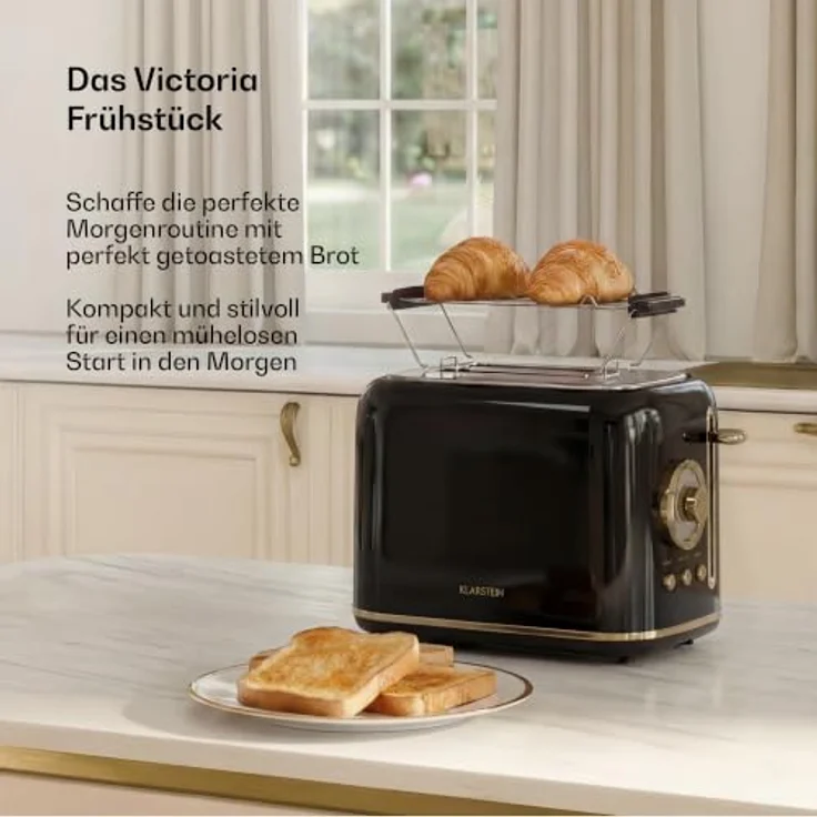 Klarstein Toaster Victoria, 800 W mit Brötchenaufsatz und Edelstahl-Gehäuse – Bild 3