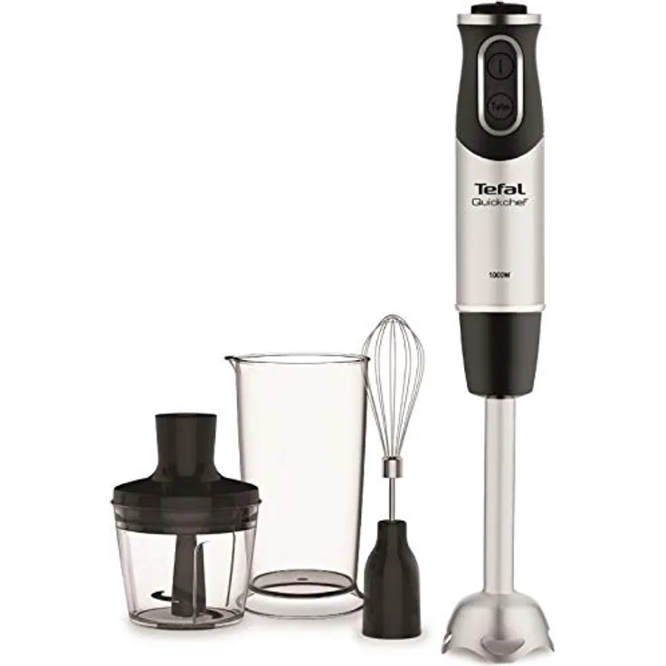 Tefal HB6568 Standmixer,1000W, 0,8L Mixbehälter, inkl. Schneebesen, Zerhacker (0,5L), Edelstahl, schwarz, edelstahl