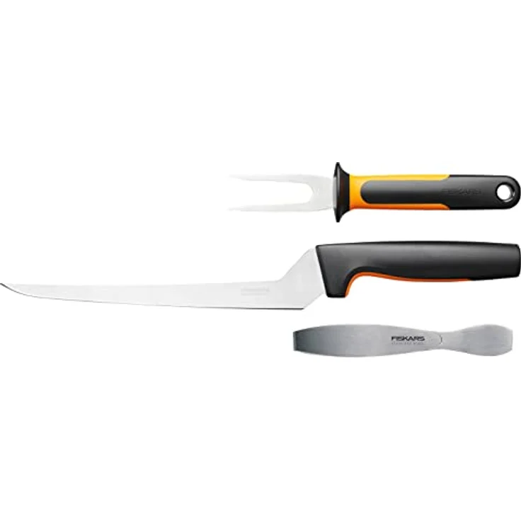 Fiskars Fischbearbeitungs-Set, Functional Form, Inklusive Filetiermesser, Fischspieß und Fischgrätenpinzette, Japanischer Edelstahl/Kunststoff, 1057560 – Bild 1