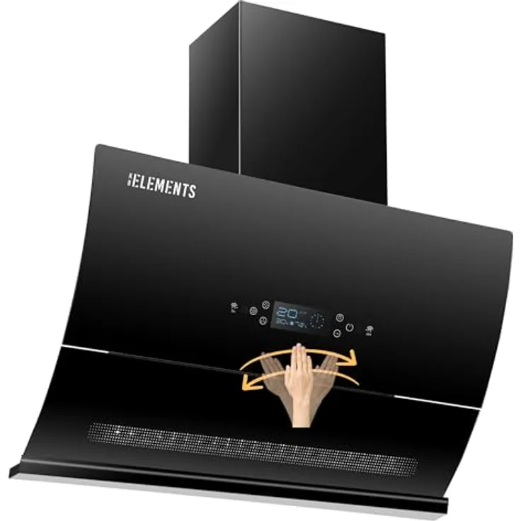KB ELEMENTS Dunstabzugshaube 60cm, Umluft/Abluft mit 650m³/h Saugleistung, Touch-Gestensteuerung, Selbstreinigungsfunktion und großem Multifunktionsdisplay