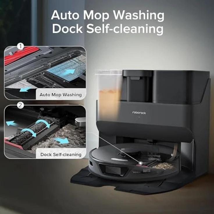 Roborock S7 Max Ultra, Saugwischroboter mit 5500 Pa Saugleistung, selbstentleerender Absaugstation, Ultraschall-Wischsystem, Schwarz-Grau – Bild 6