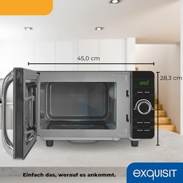 "exquisit Mikrowelle MW4020-F-240DIG, Mikrowelle mit Grill, 20 l, Elektronische Steuerung, Schwarz" – Bild 6