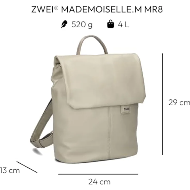 Zwei Mademoiselle.M City Rucksack, 29 cm, 100% Polyurethan, weiss – Bild 2