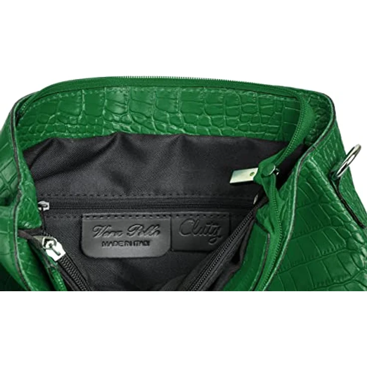 Cluty Umhängetasche, echt Leder im Kroko-Design, Made in Italy, abnehmbarer Schultergurt, 2-geteiltes Hauptfach – Bild 8