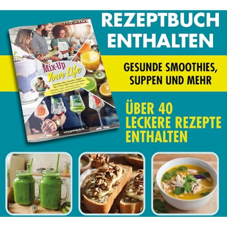 GASTROBACK Standmixer Hochleistungsmixer 40987 2000 Watt, 2L Tritanbehälter, 40.000 UPM, 7 Programme für Smoothies, heiße Suppen und Eiswürfel, BPA-frei, leises Touch-Display – Bild 4