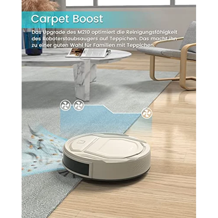 Saugroboter, Lefant WLAN Staubsauger Roboter 2200Pa Roboterstaubsauger mit Raumkarte in Echtzeit, App/Alexa, Selbstaufladung, 120Min Laufzeit, Leise, Ideal für Tierhaare, Teppiche und Hartböden M210PW – Bild 4