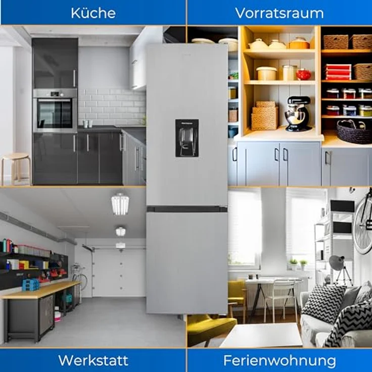 Exquisit Kühl-Gefrierkombination KGC5265-70-WS-040D inoxlook | Nutzinhalt: 260 L | Wasserspender | Alarm | 4-Sterne-Gefrieren – Bild 5