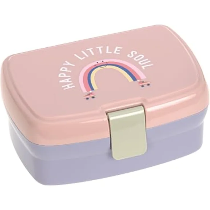 LÄSSIG Lunchbox Rainbow, Brotdose aus Polypropylen (PP), 17,7 x 13,4 x 7,3 cm, mit herausnehmbarer Schale für Snacks