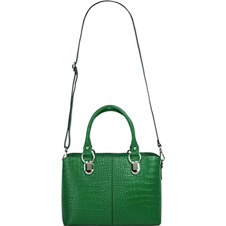 Cluty Umhängetasche, echt Leder im Kroko-Design, Made in Italy, abnehmbarer Schultergurt, 2-geteiltes Hauptfach – Bild 7