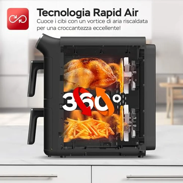 TurboTronic by Z-Line Heißluftfritteuse AF500D, 2460 W, 11 Liter Gesamtvolumen, Rapid Air-Technologie, fettarmes Frittieren ohne Öl – Bild 5