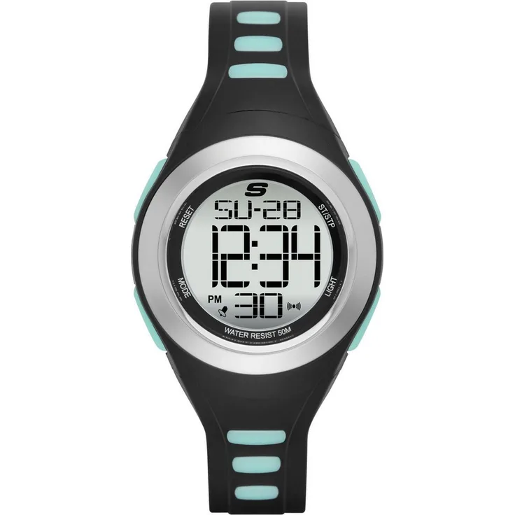 Skechers Chronograph TENNYSON SR2020, Digitale Armbanduhr mit Stoppfunktion, Silikonarmband, Kalender und Hintergrundbeleuchtung