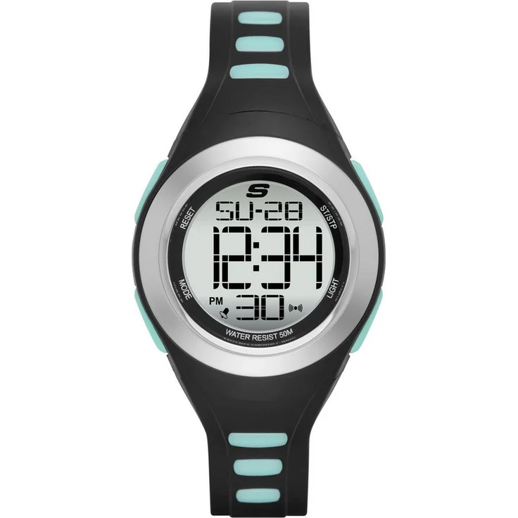 Skechers Chronograph TENNYSON SR2020, Digitale Armbanduhr mit Stoppfunktion, Silikonarmband, Kalender und Hintergrundbeleuchtung