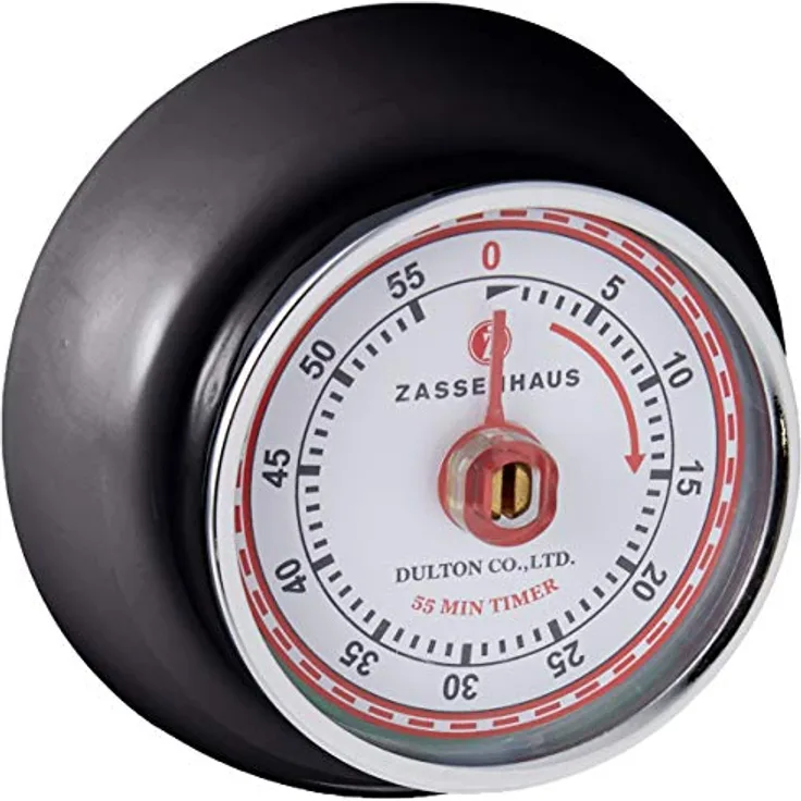 Zassenhaus Küchentimer SPEED , Schwarz , Ø 7 cm x 3 cm , Analoge Zeitanzeige mit Alarm-Funktion , Die Countdown-Uhr unterstützt bei der Zeitplanung beim Kochen oder Backen