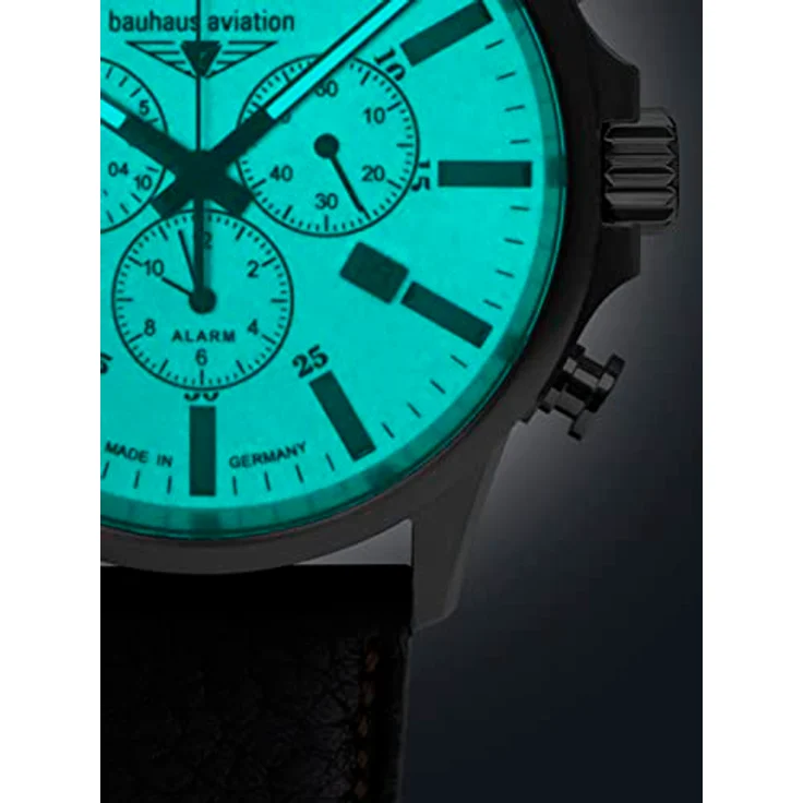 Bauhaus Fliegeruhr für Herren Titan/Dunkelbraun 2880-5, Swiss Made Quarz Chronograph mit Saphirglas – Bild 4