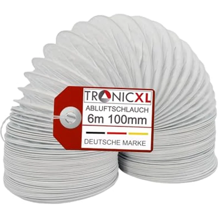 TronicXL PVC Abluftschlauch Ø 100 / 102mm 6m für Trockner 100er Klimaanlage Dunstabzugshaube Wäschetrockner Grow - Flexibler und stabiler Abluftschlauch, PVC Material - 100 / 102mm Durchmesser - 6m Länge – Bild 1