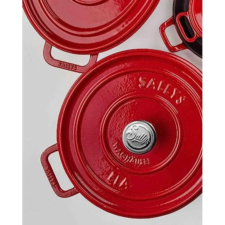Sallys 'Ela' Deluxe Gusseisentopf - Robustes und Hochwertiges Kochjuwel für Perfektes Garen (Lava Red) – Bild 5