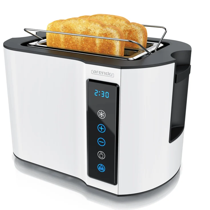 Arendo Toaster FRUKOST TOUCH COMPACT, Wärmeisoliertes Doppelwandgehäuse, 2 kurze Schlitze, 800 W, Touchpanel, 7 Bräunungsgrade, Brotscheibenzentrierung, in Schwarz