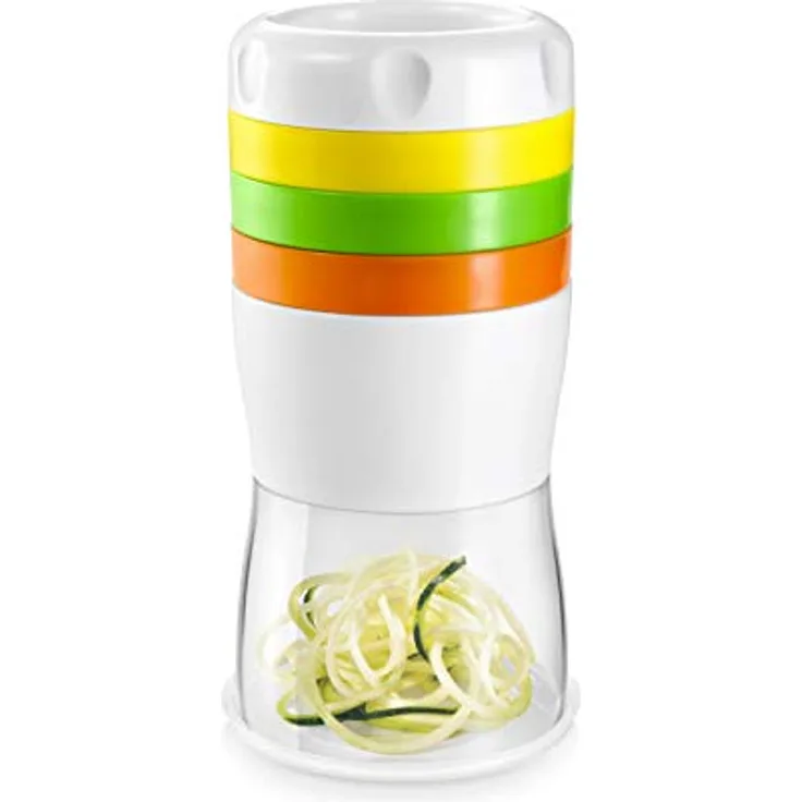 Tescoma Hand-Spiralschneider HANDY, Gemüsebereiter mit 3 Schneideaufsätzen und Sicherheitsfunktionen