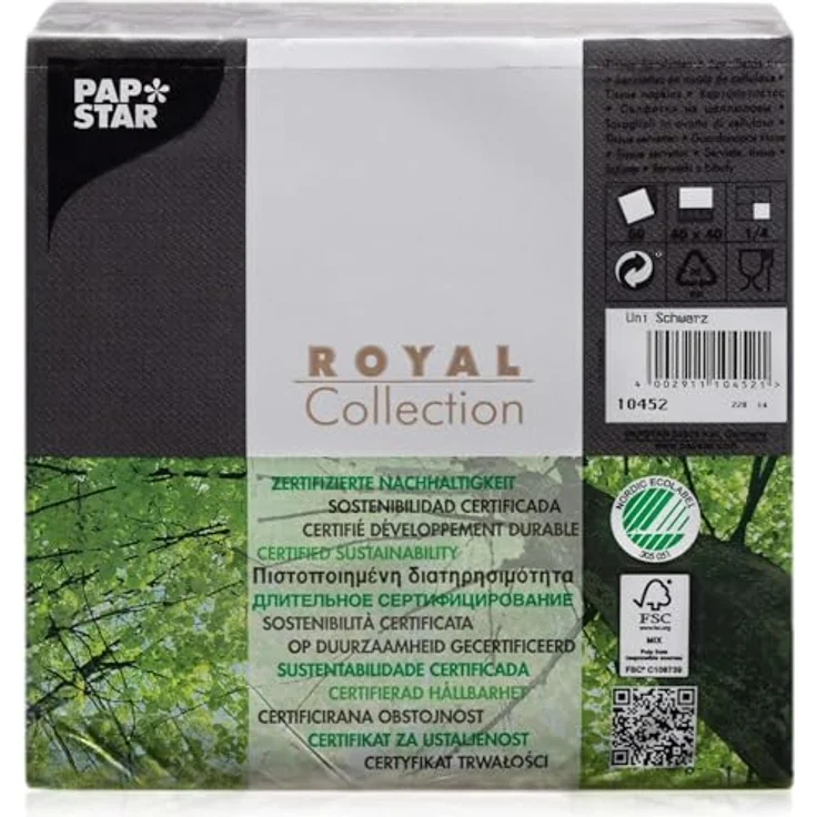 Papstar Servietten - Tissueservietten schwarz ''Royal Collection'' 40 x 40 cm, 1-4-Falz, ideal für Gastronomie, Haushalt oder Feste, #10452, 1 X 50er Pack – Bild 7