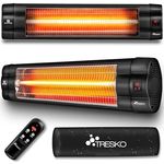 TRESKO Infrarot Heizstrahler 2500W mit Fernbedienung | Wärmestrahler Terrasse elektrisch mit 3 Heizstufen | Terrassenstrahler Innen & Außen | Wand-Infrarotstrahler mit LED-Anzeige Quarzstrahler - Preisvergleich